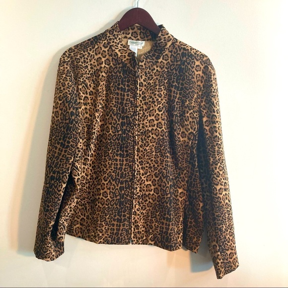 COLDWATER CREEK Sz PXL Leopard Print Unlined Zipper Closure Jacket - Picture 1 of 6